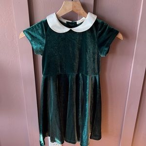 Copper key green velvet dress Peter Pan collar
